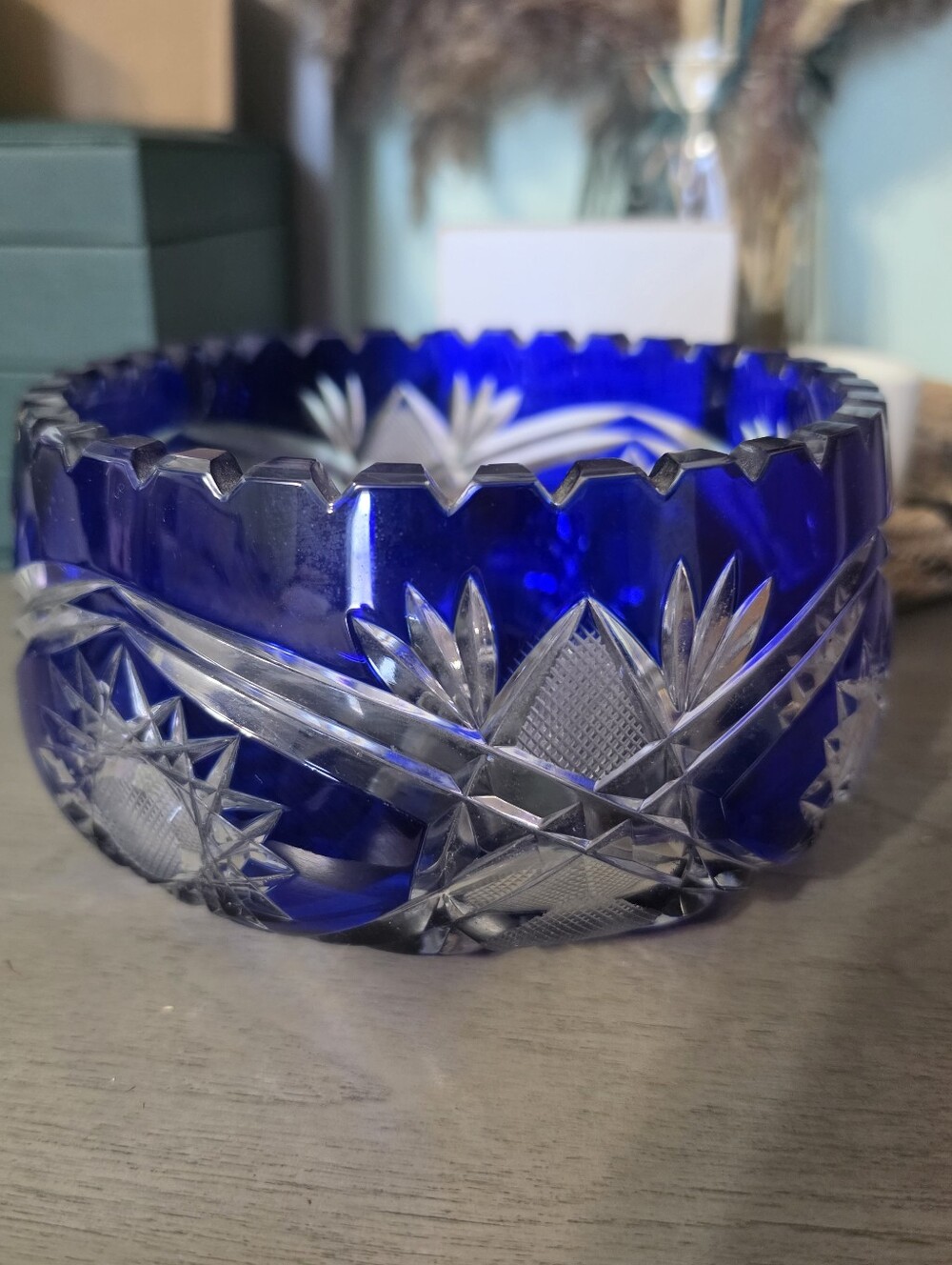 Hand-Cut Cobalt Blue Crystal Bowl